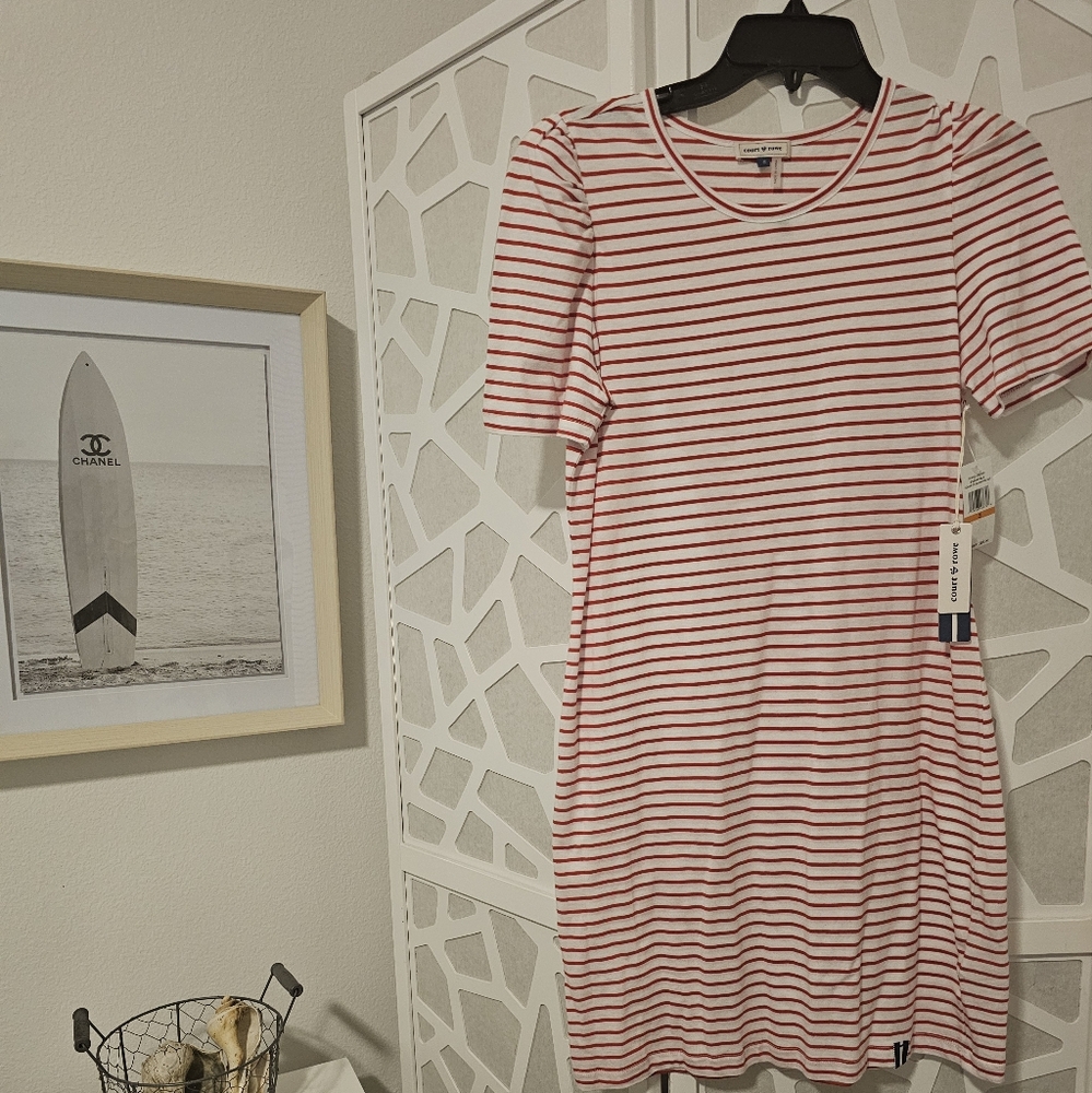 Court & Rowe red & white cotton striped dress size small